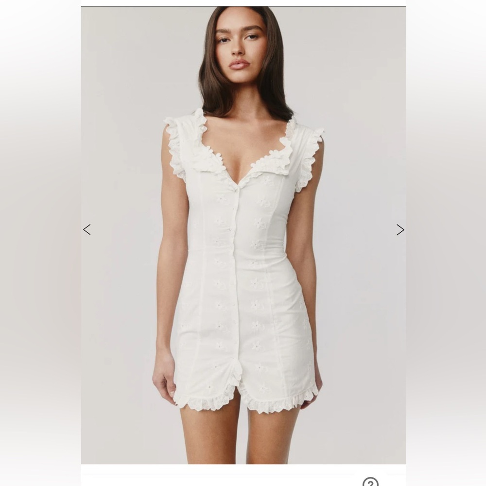 With Jean White Ruffle Mini Dress